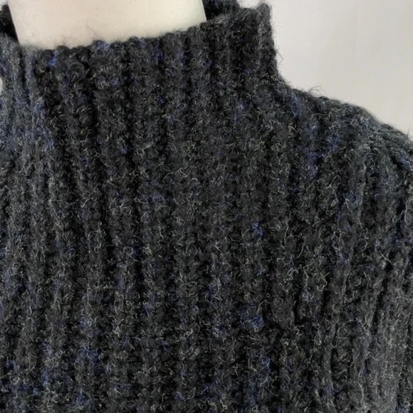 New Leith Chunky Knit Mock Neck Side Slit Sweater Black Multi Size XXS - Picture 6 of 16